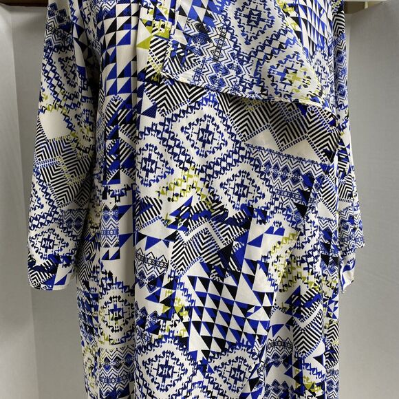 ING kimono Open front  Duster or Bathing suit cover size L Fringe trim on bottom - Picture 4 of 10